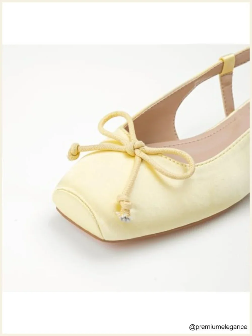 Square Toe Bow Knit Dressy Ballet Flats with Ankle Buckles Slingback